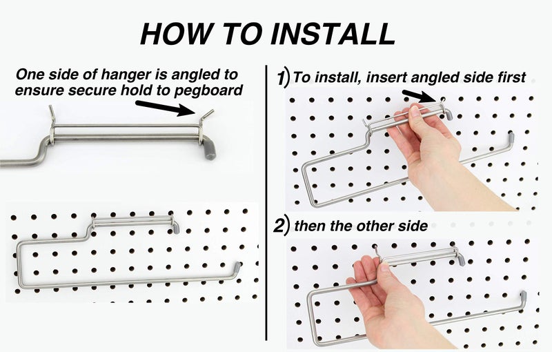 Right Arrange RightArrange Pegboard Paper Towel Holder, 2-Pack - Stainless Steel - Hooks to Any Peg Board - Pegboard Organization Accessory for Tool Shed, Garage, Workbench, Kitchen, Laundry or Craft Room - Image 2